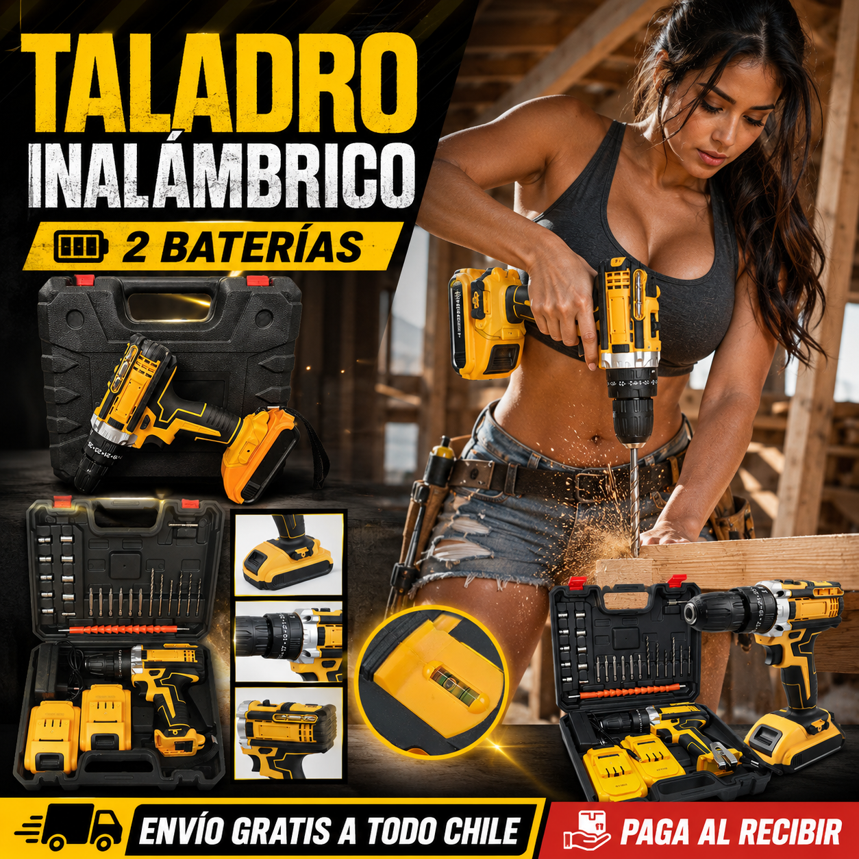 🛠️ Taladro Inalambrico 2 Baterias,  Con Accesorios.